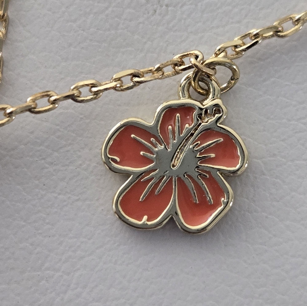 Stitch Gold-Tone Necklace with Hibiscus Flower & Crystal Accents - Picture 7 of 11